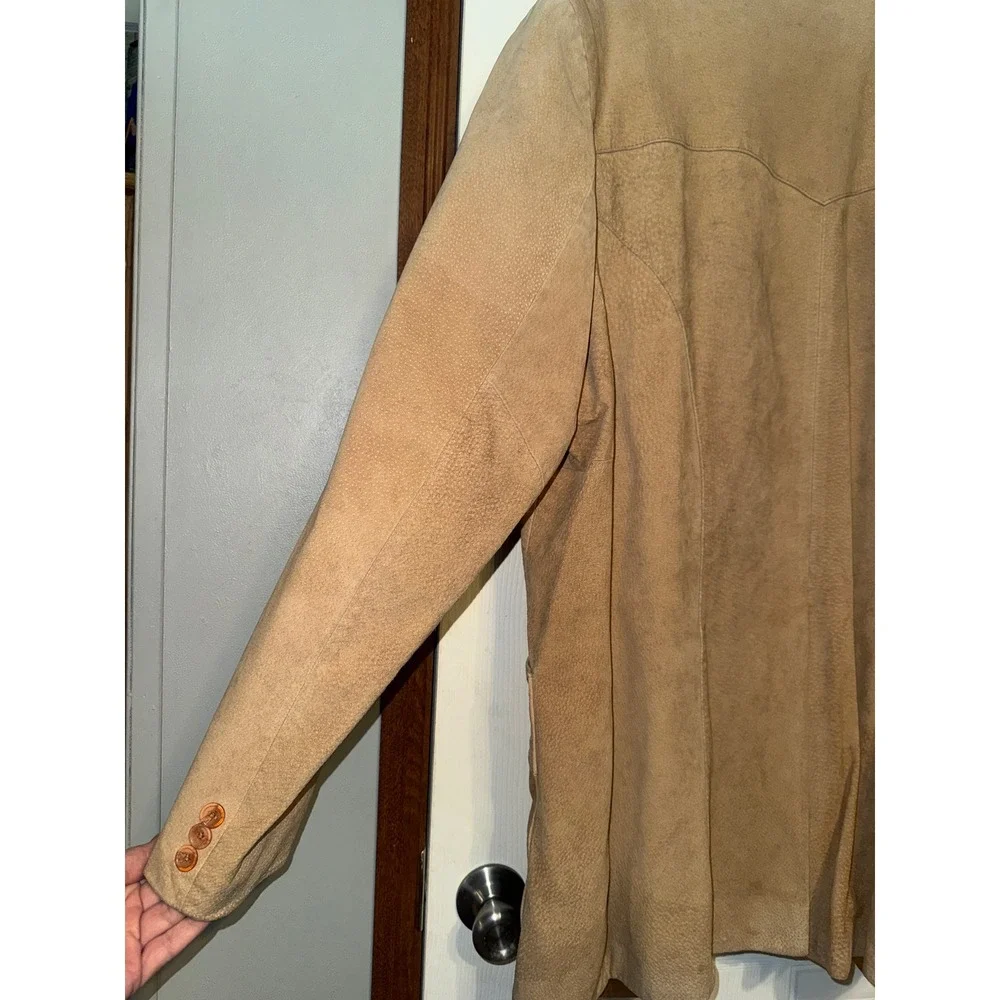 Scully Western Suede Leather Blazer Sport Coat Tan Embroidered Mens 48L
